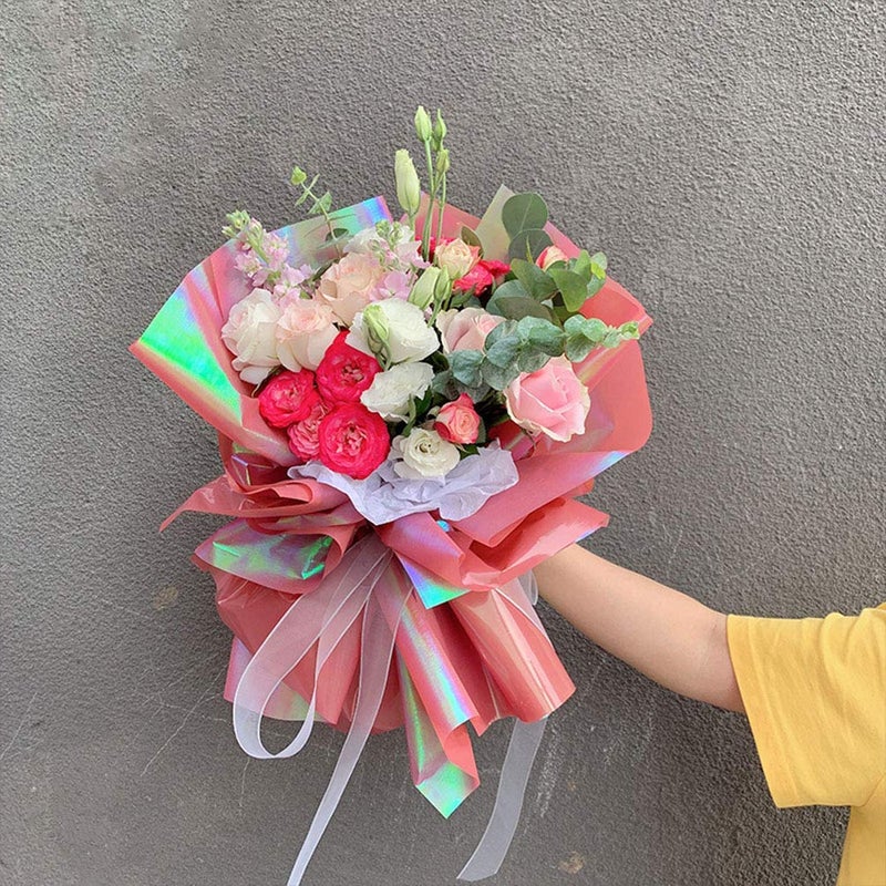 BBJ WRAPS ورق تغليف زهور مزدوج الجوانب متلألئ من BBJ، 20 ورقة (برتقالي) - Image 4